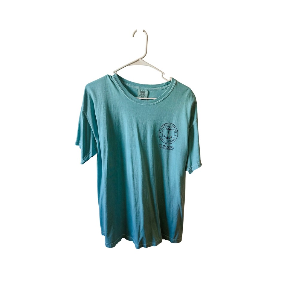 Comfort Colors St. Maarten T Shirt I'm The Captain Graphic Teal‎ Cruise Vacation